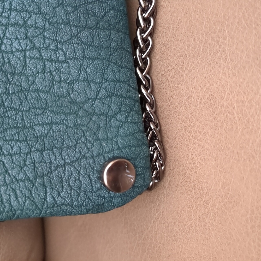 Street Level Crossbody Bag Tiffany Blue Crackle Double Chain Link Strap Crackle - Picture 12 of 17